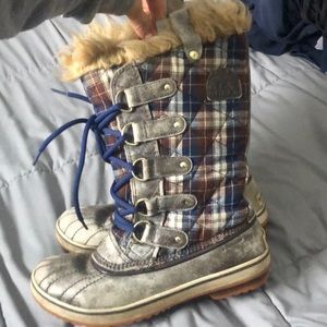 Sorel Joan of arctic plaid faux fur boot